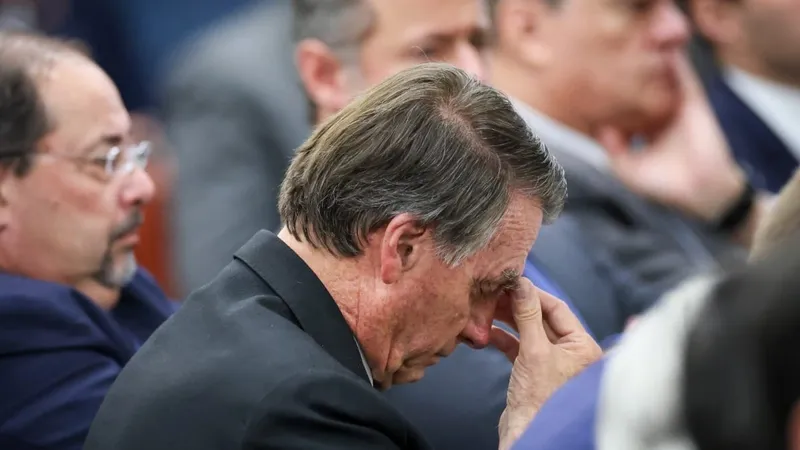 Jair Bolsonaro durante depoimento no processo da tentativa de golpe no STF. Imagem: Gustavo Moren...