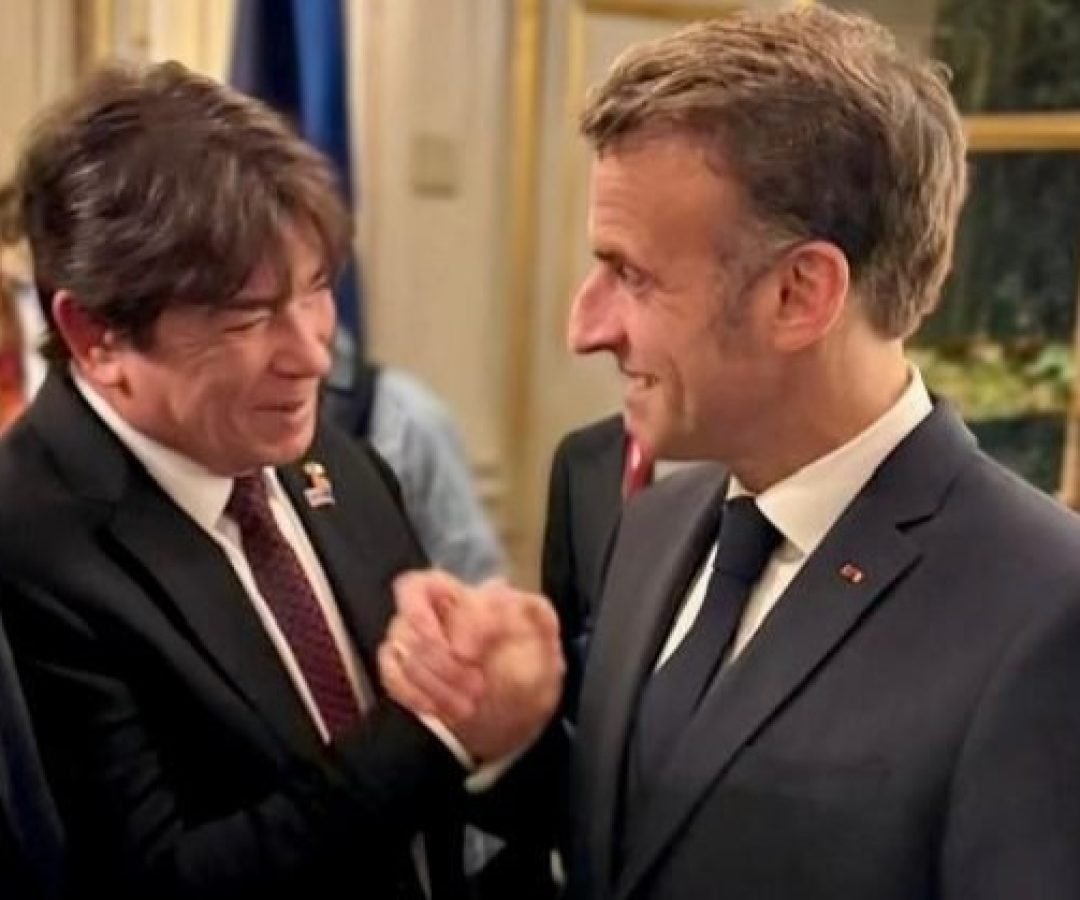 Cassiano Pereira encontra presidente da França durante evento do Grupo de Líderes