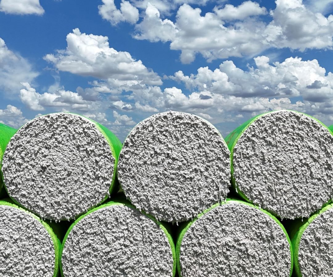 Fardos de algodão envoltos em plástico em fazenda em Luís Eduardo Magalhães, na Bahia 20/11/2...